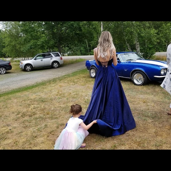 Sherri Hill Navy Blue Prom Dress - Picture 2 of 5